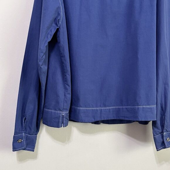 Fresh Produce Jacket Plus 1X Cotton Blue Lightweight Button Front Pockets Chore - Picture 11 of 12